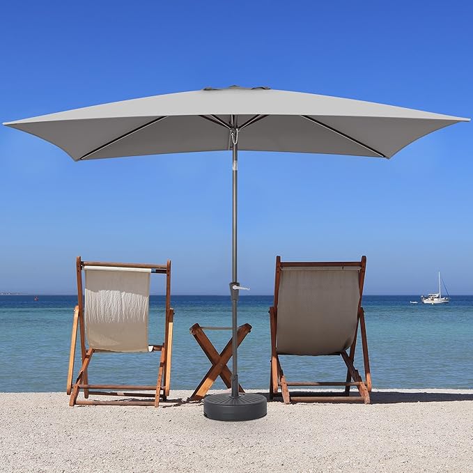 6.6x10 ft Rectangular Patio Umbrella Outdoor, Patio Table Umbrella w/Push Button Tilt & Crank