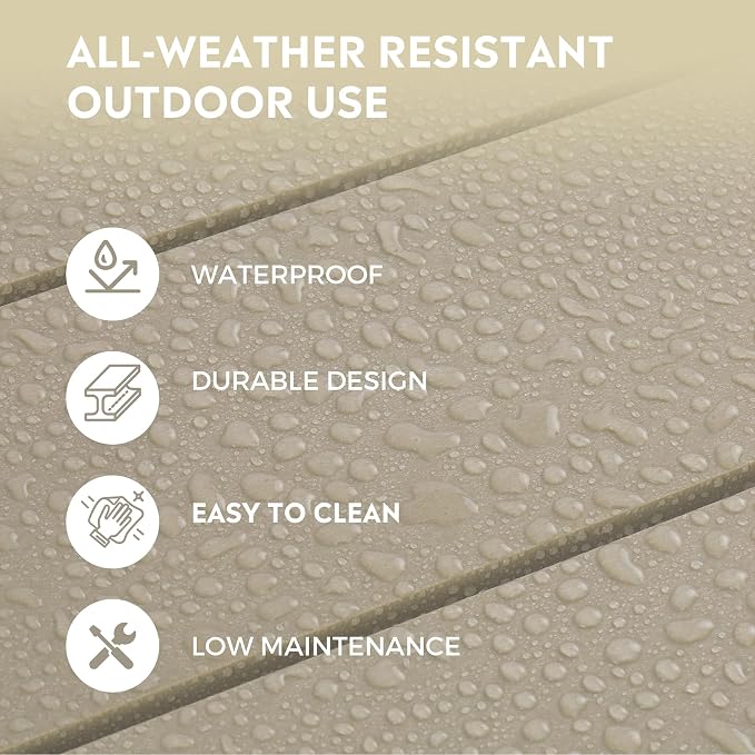Costaelm Patio Bistro Table, 42" Counter Height Round Patio Cocktail Bar Table with Umbrella Hole, Outdoor Bistro Dining Pub Table for Front Porch Deck Backyard Garden, Sand