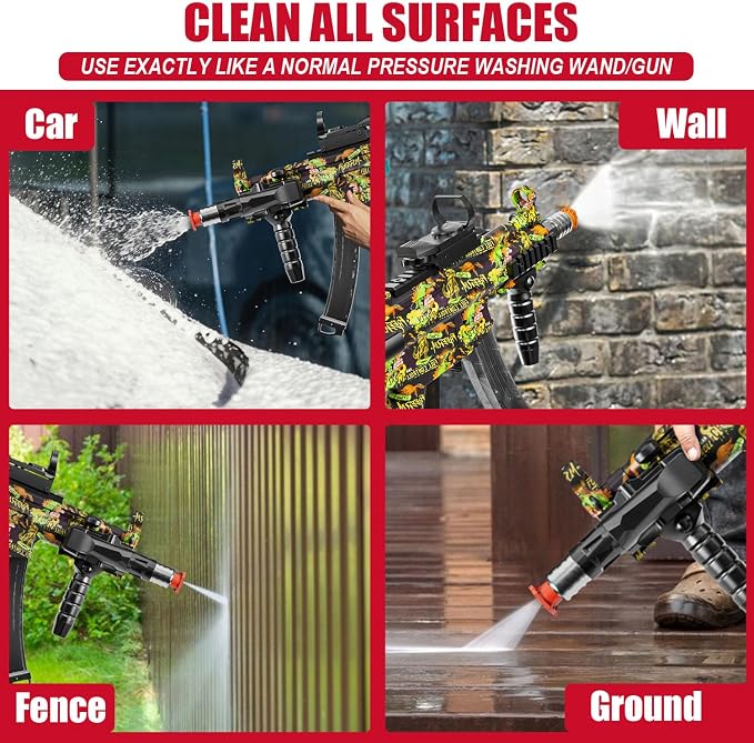 MP5 Model Pressure Washer Gun with Swivel & 4 Nozzles, 3600 PSI High Pressure Spray Gun with 3/8" Quick Connect Plug, Swivel Gun Compatible with Foam Cannon, Power Washer Accessories (Green)