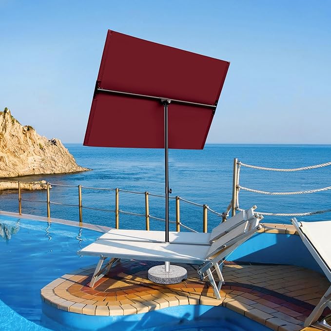 Rectangular Patio Umbrella with 360° Rotating Knob, 6x4 FT Balcony Umbrella, UV-Resistant Balcony Shade for Apartment, Deck, Porch, and Small Outdoor Spaces