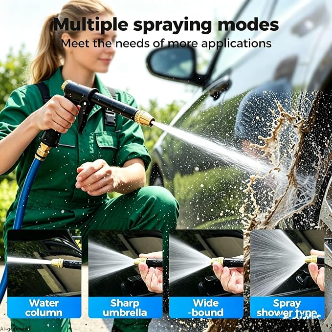Pressure Washer Hose Attachment, 2026 High Pressure Water Hose Nozzle, Turn Garden Hose into Pressure Washer Wand, for Car, Patio, Gutter, Pet, Window Cleaning with 3 Adjustable Jet Nozzle(Black)