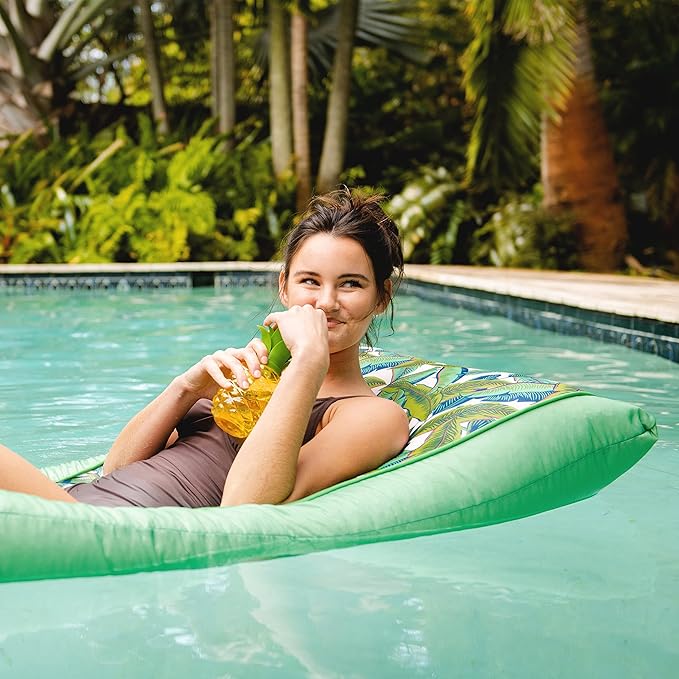 Big Joe Kona Hammock No Inflation Needed Pool Lounger with Headrest, Quick Draining Fabric, 4 feet Big