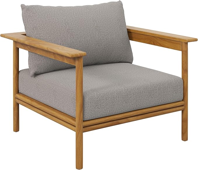 Modway Wren Teak Wood Outdoor Patio 4 Piece Furniture Set in Natural Driftwood