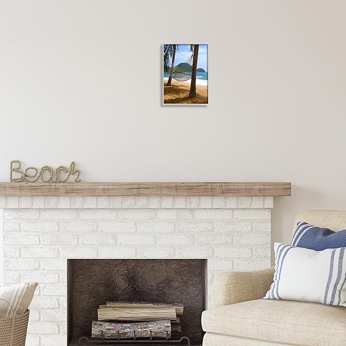Stupell Industries Hammock on Palm Trees Gray Framed Giclee Art Design by Noah Bay