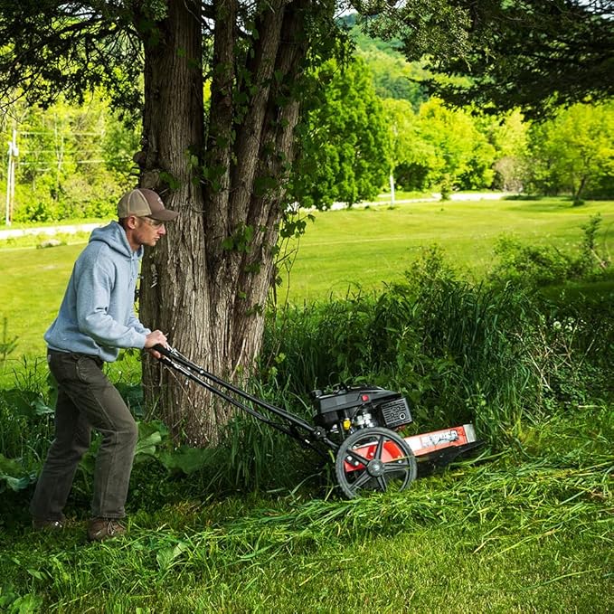 TR47010DEN PRO XLSP Trimmer Mower, 10.30 ft/lb DR Engine, 22" Cutting Width, Electric Start, 5 Different Cutting, No Wrapping, Cast Aluminum Nose Plate, Cast Aluminum Nose Plate, 14" Wheels