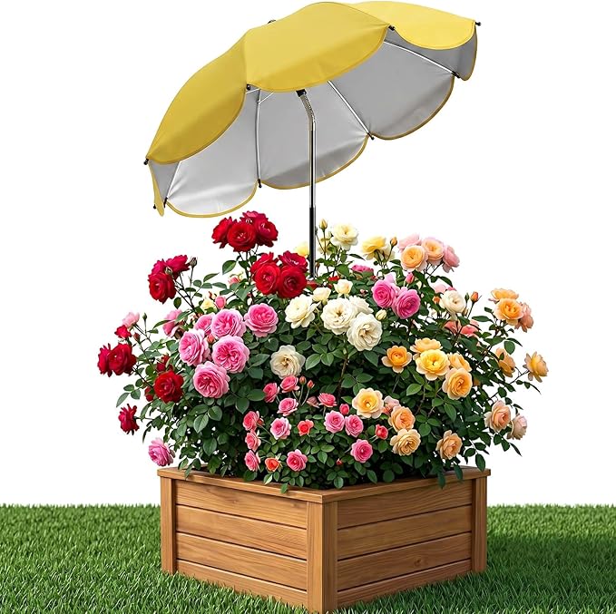 Plant Umbrellas for Outdoor Plants, Upgraded Large Garden Umbrella for Potted Plants Shade with Adjustable Height, 360° Adjustable Direction and Thickened Support Pole, Waterproof Sun Shade for Garden Potted Plants