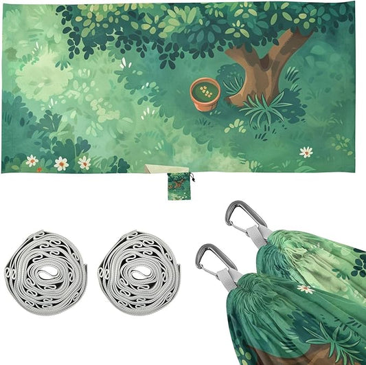 Green Tree Flower Watercolor Envelope 330lb Capacity Hammocks with Hanging Rope Tree Hammock for Patio Backyard Lounge Base capas para la Lluvia