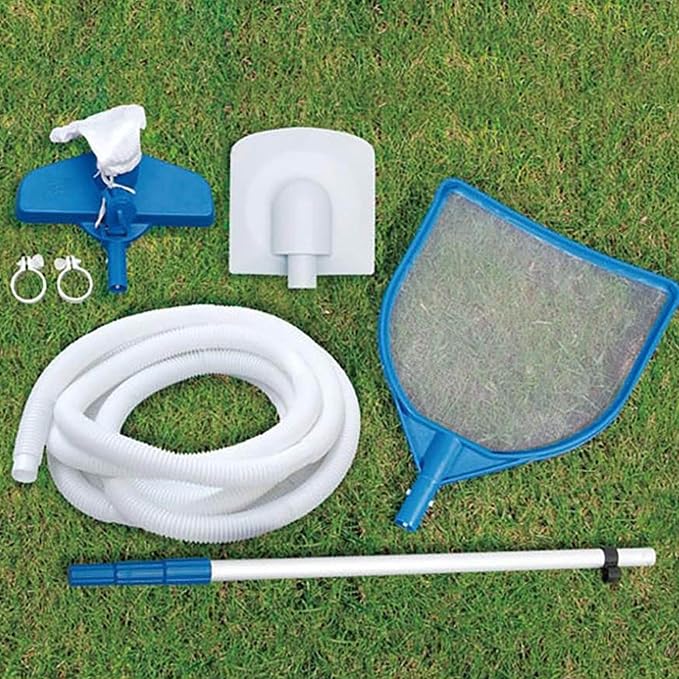 Summer Waves P4A01648B 16ft x 48in Above Ground Frame Outdoor Swimming Pool Set w/ Filter Pump, Pool Cover, Ladder, Ground Cloth, & Maintenance Kit