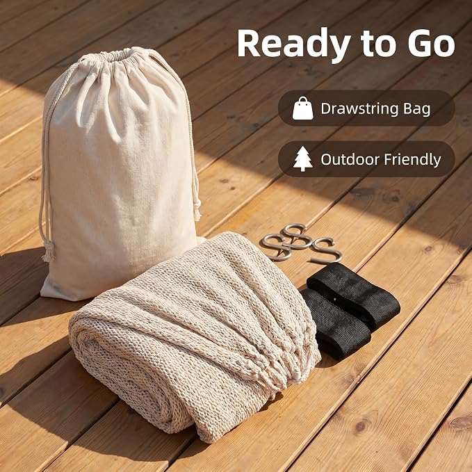 Hammocks for Outside,Bohemian 2hammock,Rope Hammock,Suitable,Yard, Beach, Backyard,Garden (Off-White, X-Large)