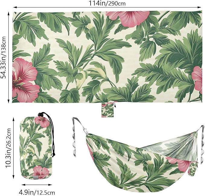 Tropical Flowers Red 330lb Capacity Hammocks for Camping Indoor Hammock for Camping Travel Accessories Base para hamacas