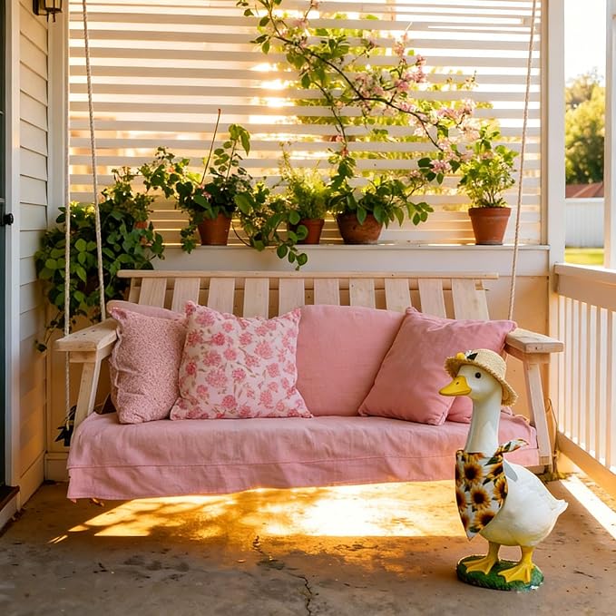Sunflower Porch Goose Outfits - 2Pcs Spring Goose Outfits for Porch Goose with Sunflower Bonnet & Bandana Bib for 23 Inch Goose, Cheerful Garden Patio Decor for Spread Sunshine All Year