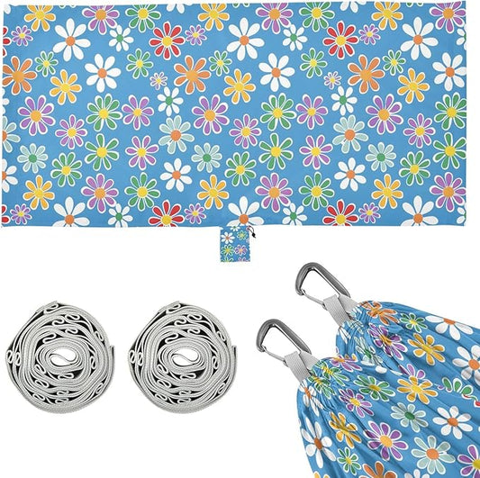 Portable Single Hammock Flowers Colorful Pattern Garden Yard Outdoor Hammocks