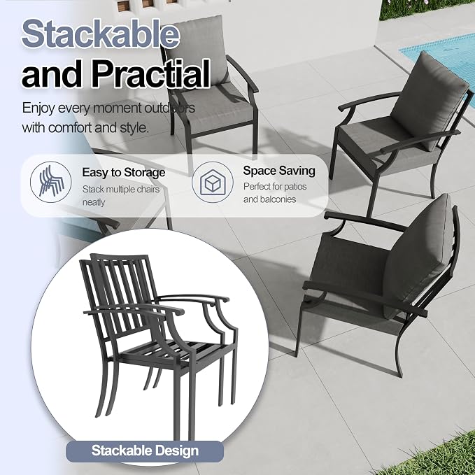 10 Piece Outdoor Dining Set for 8, Patio Table and Chairs Set with Umbrella, Metal Patio Furniture Set with 2 Swivel Chairs, Outdoor Table and Chairs with Cushions for Lawn, Garden, Yard-Grey