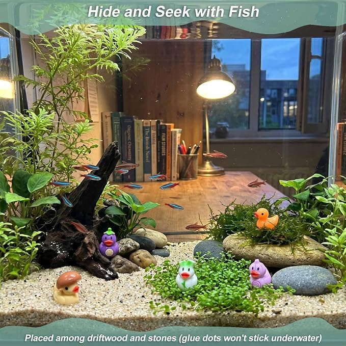 Novelty Vegetable Mini Resin Duck Figurines, 100 Pcs Miniature Ducks to Hide (50 Veggie & 50 Classic Assorted), Tiny Animals for Fairy Garden, DIY Crafts, Micro Landscape & Office Décor