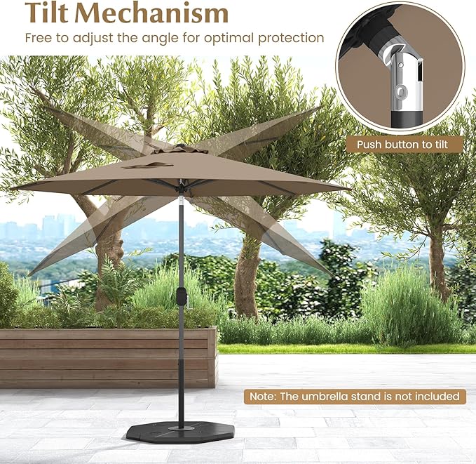 Giantex 9ft Patio Umbrella Outdoor, Market Table Umbrella w/Push Button Tilt and Crank, 180G Polyester Fabric and Sturdy Ribs, Sun Canopy Umbrellas for Patio Garden Beach Deck Pool