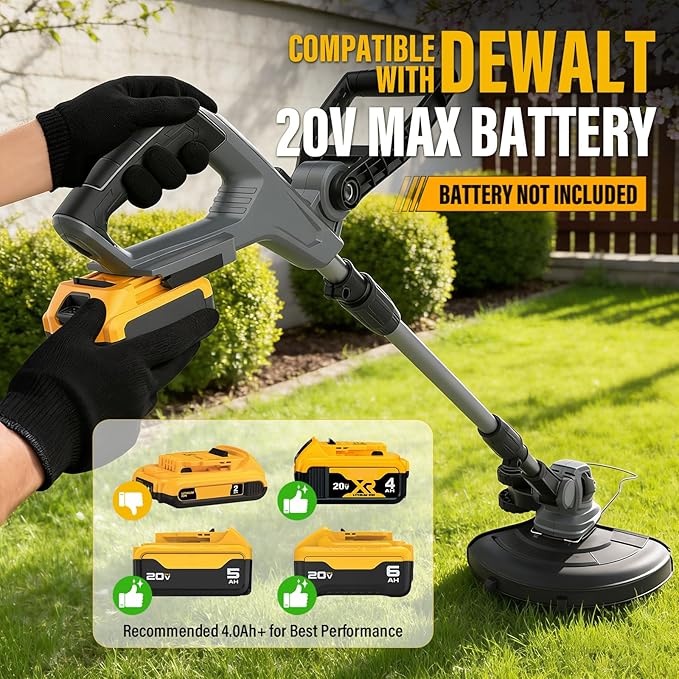 2-in-1 Cordless Weed Wacker and Leaf Blower Combo, Compatible with Dewalt 20V Max Battery, 12-Inch Auto-Feed String Trimmer/Grass Trimmer, 150MPH Lightweight Handheld Blower (Bare Tool)
