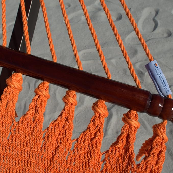 Double Caribbean Hammock - Soft-Spun Polyester - 48 inch (Orange)