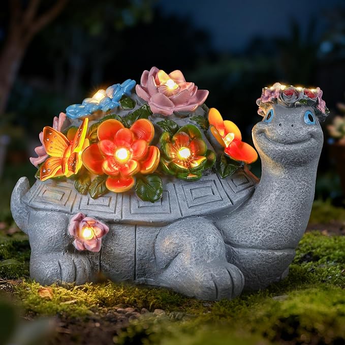 Large Solar Turtle Garden Statue,Outdoor Animal Statues for Garden,Yard,Lawn,Patio,Porch, Balcony, Unique Birthday Gifts for Mom, Women, and Grandma