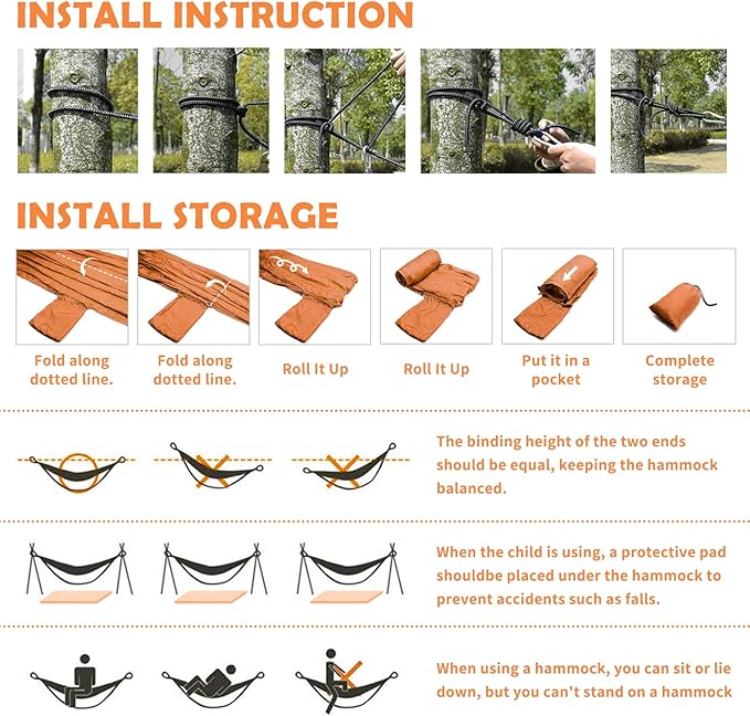 Outdoor Camping Hammock Electric Guitar in Flames Burning Fire Double & Single Hammocks with 2 Tree Straps Portable Heavy Duty Nylon Hammocks for Backpacking, Travel, Beach, Backyard, Patio, Hiking