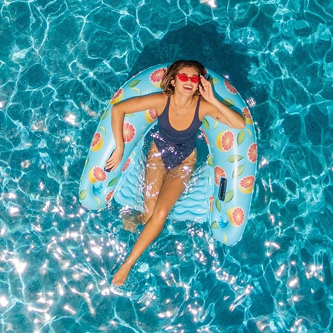 PoolCandy Grapefruit Print Inflatable Pool Floats, Loungers, Sun Chairs & Sunning Pools