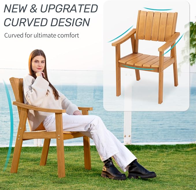 ZHUSI Outdoor Dining Set for 6 HDPE (Teak, 5 PCS)