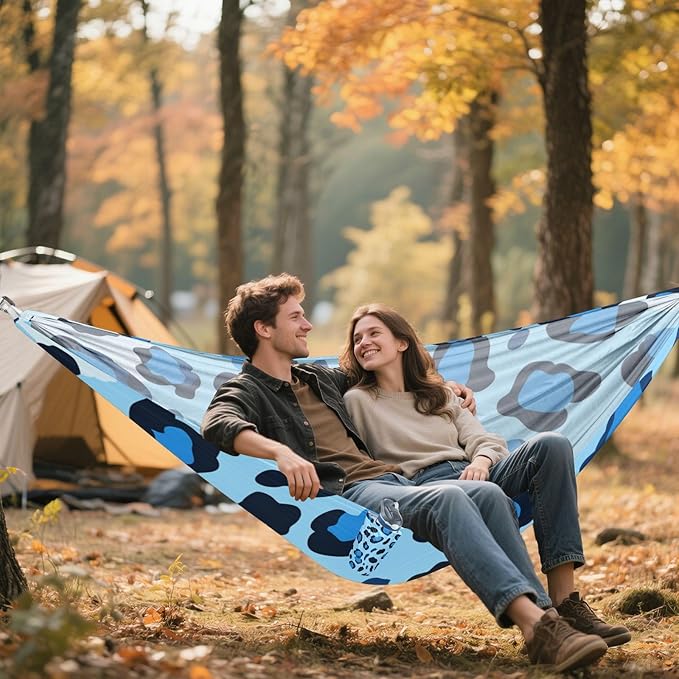 Animal Skin Leopard Blue Black 330lb Capacity Hammocks for Camping with Tree Straps Portable Hammock for Indoor Outdoor Patio capas para la Lluvia