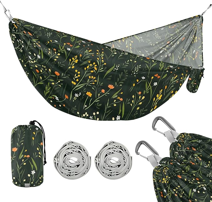Camping Hammock Outdoor Hammocks for Outside Grass Flower Beach Trees Portable Lightweight with Pockets Tree Straps Indoor