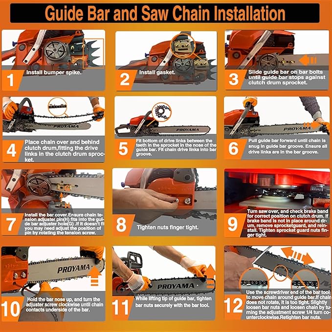 PROYAMA 62CC Gas Powered Chainsaw, 20 Inch 2-Cycle Petrol Handheld Cordless Chain Saw, Gas Chainsaws for Tree Wood Cutting