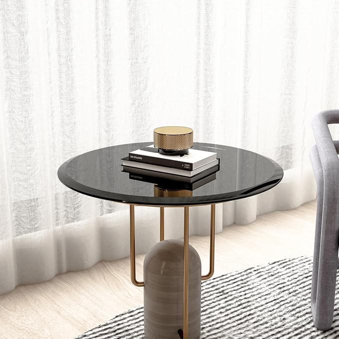 24" Round Tempered Glass Table Top, Black Glass Surface Protector Heat & Scratch Resistant Multipurpose for Dining, Coffee, Restaurant, Office and End Table (Black, 24 Inch)