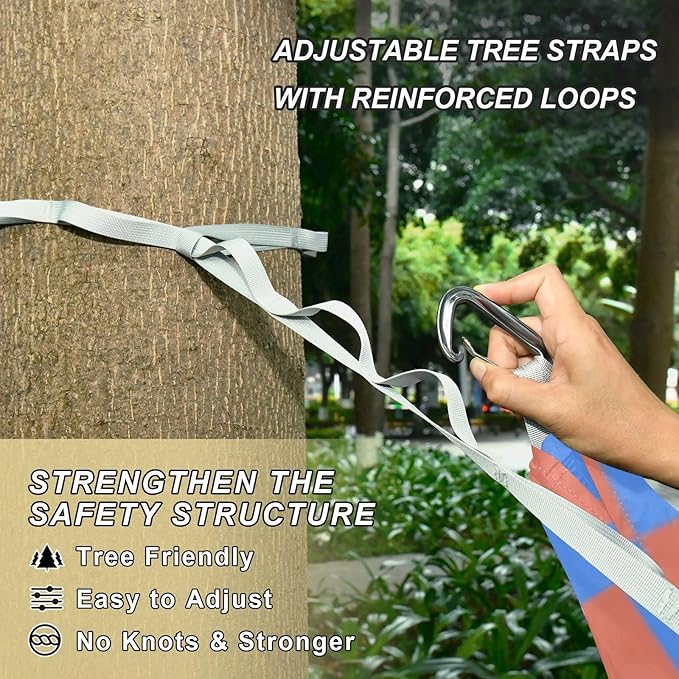 Blue-Orange Checkerboard 330lb Capacity Hammocks with Tree Straps Hanging Hammock for Outside Camping Essentials hamaca con Base para adultos