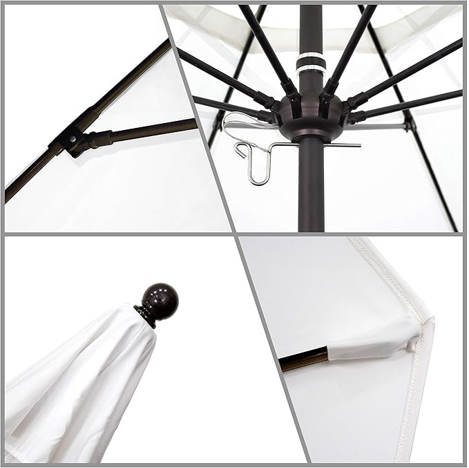 California Umbrella 9' Round Aluminum/Fiberglass Umbrella, Push Open,