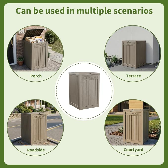 ROJIK Package Delivery Box 55 Gallon with Lockable Secure,Outdoor Package Drop Container Waterproof for Porch Patio and Curbside(Grey)