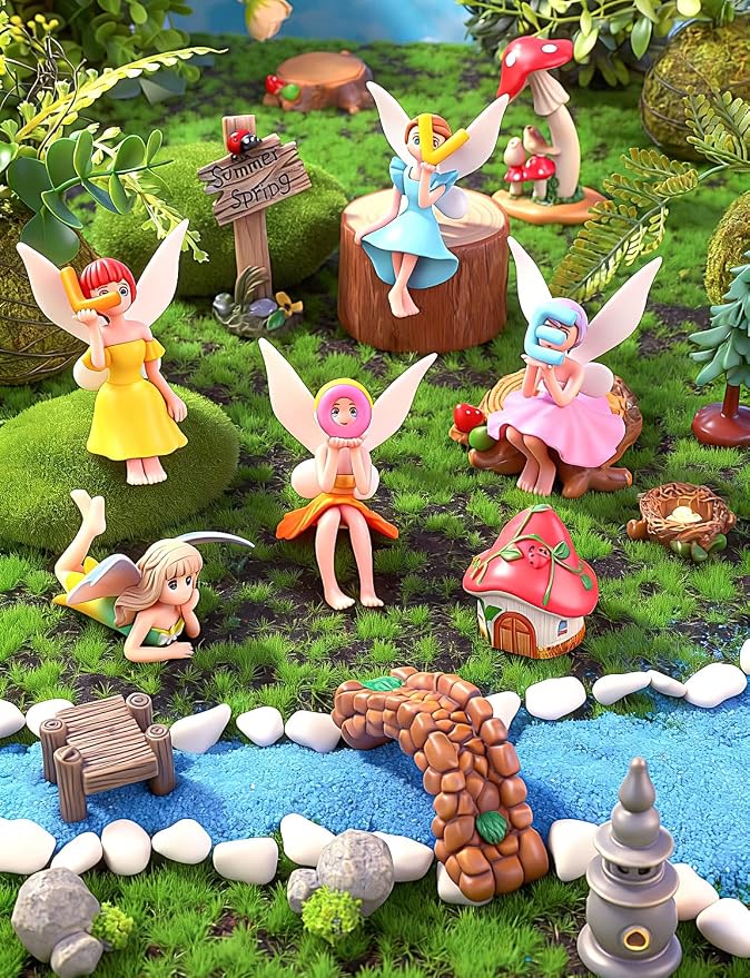 16Pcs Mini Fairy Garden Accessories Outdoor, Fairies for Fairy Garden | Small Fairies Figurines, For Decor Cake