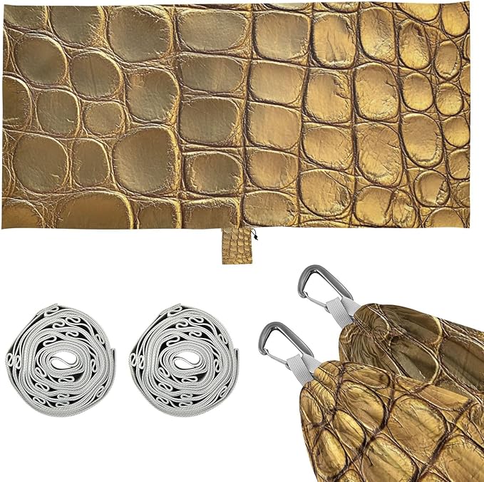 Gold Crocodile Skin Texture 330lb Capacity Outdoor Hammock Rope Hammock for Outside Patio Backyard Poolside hamacas para adultos