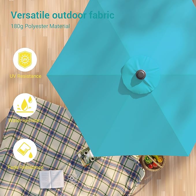 7.5ft Outdoor Umbrella Patio Umbrella,2-Year-Non-Fading,Table Market Patio Umbrella with Push Button Tilt and Crank,for Pool, Deck, Garden,Backyard