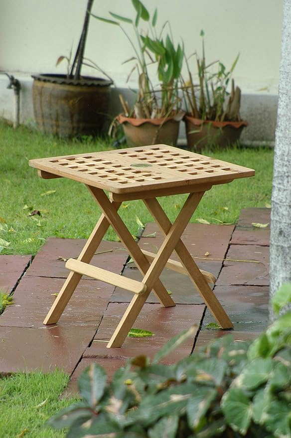 Breezy Teak Side Table with Umbrella Hole, Natural