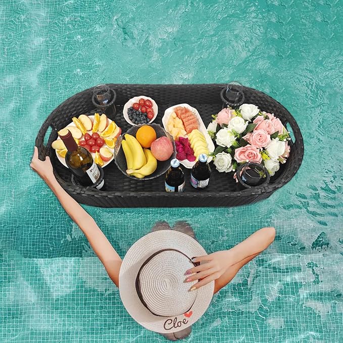Floating Tray for Pool，Floating Pool Tray, Floating Tray - Floating Pool Table, Ideal for Food & Drinks - Floating Table for Pool - Essential Floating Food Tray for Pool Activities(Oval Big)