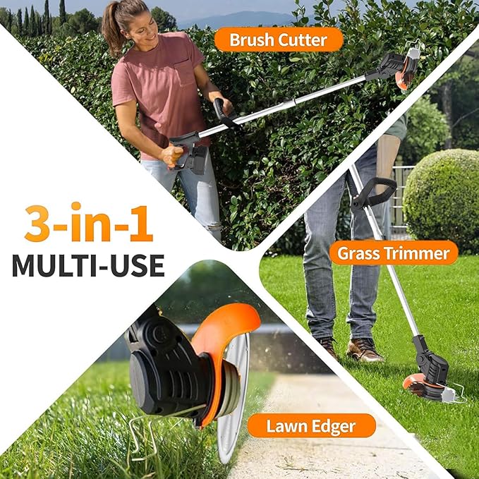 Weed Wacker - Cordless electric weed trimmer.cordless weedwacker weed trimmer and a Weedwacker.Cordless grass cutter.With four types of blades and two replaceable batteries.Yard maintenance must haves