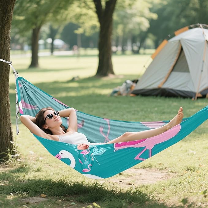 Elegant Animal Flamingo Peach Cyan 330lb Capacity Hammocks with Hanging Rope Cloth Hammock for Indoor Outdoor Patio soporte para hamacas para adultos