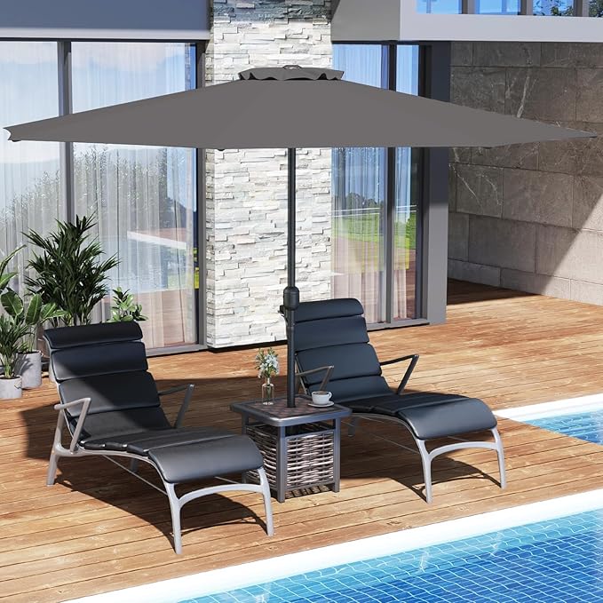 12FT Patio Umbrella, Outdoor Table Umbrella with Crank Handle, 8 Sturdy Ribs, Sun-protection & Waterproof Canopy, Top Air Vent, Market Umbrella for Garden, Lawn, Deck, Backyard, Poolside