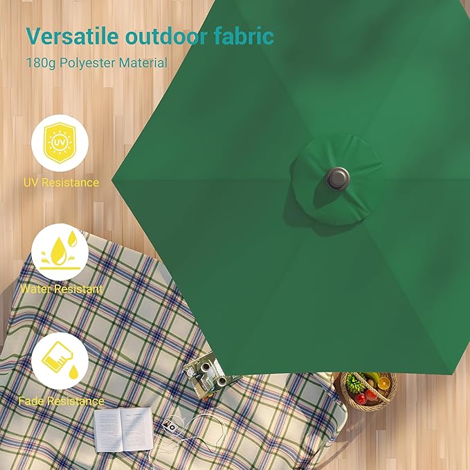 7.5ft Outdoor Umbrella Patio Umbrella,2-Year-Non-Fading,Table Market Patio Umbrella with Push Button Tilt and Crank,for Pool, Deck, Garden,Backyard