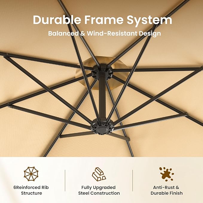 Patio Umbrella, 10FT Outdoor Umbrella with Base Included, 45° Tilt Large Cantilever, UV Protection, 360° Rotation for Backyard, Poolside, Deck, Pool, Garden