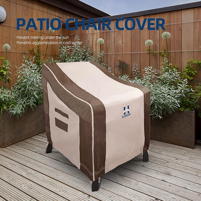 HAMLER Patio Chair Covers 2 Pack, Outdoor Chair Covers Waterproof Fits up to 35W x 38D x 31H inches, Heavy Duty Lawn Furniture Covers, Lounge Deep Seat Cover for Patio Furniture