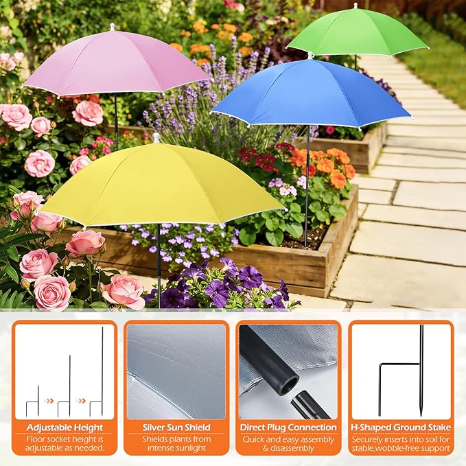 Tryly Plant Umbrellas for Outdoor Plants, Garden Umbrella Shade for Potted Plants and Garden Beds, Provide Shade to ‌Defend Plants From Blazing Sun
