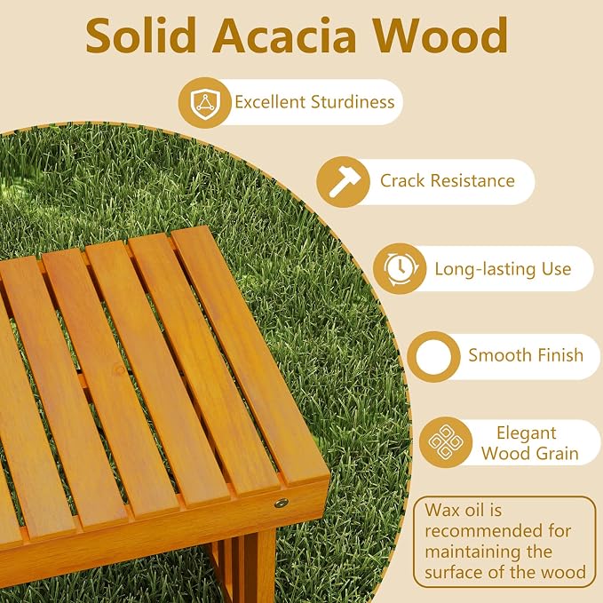 RELAX4LIFE Folding Outdoor Side Table - Acacia Wood Portable Patio End Table w/Slatted Tabletop, Outside Wooden Coffee Table for Backyard Balcony Porch Poolside Garden, Foldable Small Patio Table (1)