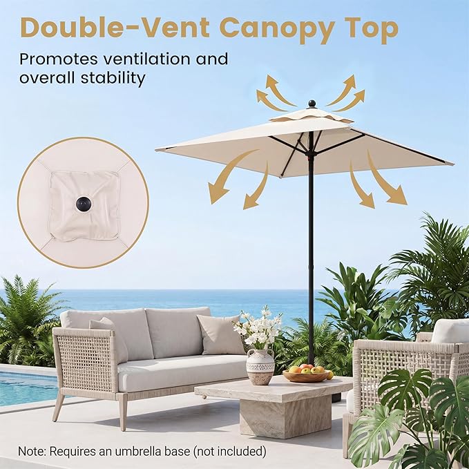 Giantex 5ft Square Patio Umbrella, Outdoor Table Umbrella with Push Bottom Tilt, 4 Sturdy Ribs, Fade Resistant & Waterproof Canopy, Market Umbrella for Deck, Pool, Backyard, Garden, Beach
