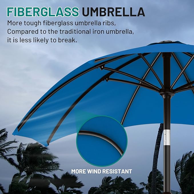 AreShark 10 FT Outdoor Patio Umbrella, Patio Table Umbrella with Push Button Tilt and Crank, Outdoor Patio Umbrellas with 8 Fiberglass Ribs, Patio Umbrellas for Market, Garden, Pool (Royal Blue)