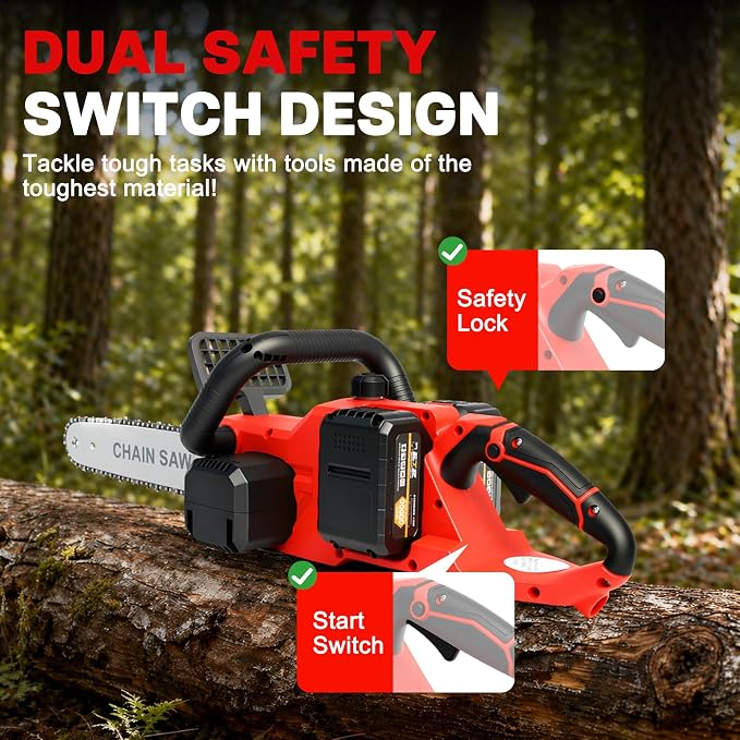 16" Cordless Chainsaw,42V Brushless Electric Chainsaw,6000mAh Battery Powered Handheld Chain Saw,Tool-Free Tensioning,Automatic Oiling for Tree Pruning, Wood Cutting,Yard Work and Outdoor Gardening
