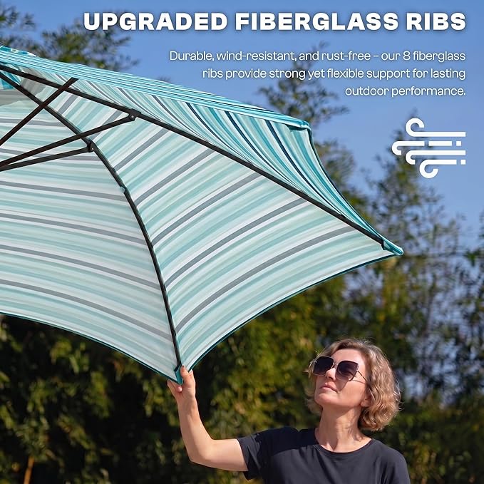 7.5ft Patio Umbrella, Outdoor Table Market Umbrella with Smooth Crank Lift, 6 Windproof Fiberglass Ribs, UPF50+ UV Protection for Deck, Pool, Garden and Backyard