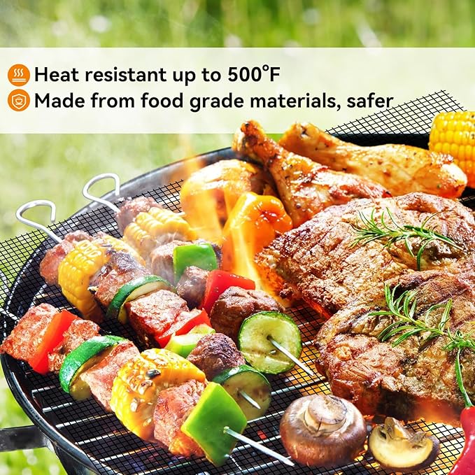 Dailyart Grill Mesh Mat - Set of 5 Non-Stick Mesh Grill Mats for Outdoor Grill -Even Heating&Easy to Clean& Reusable Outdoor BBQ Accessories, Works on Gas, Charcoal, Electric Grills 15.75 x 13" Black